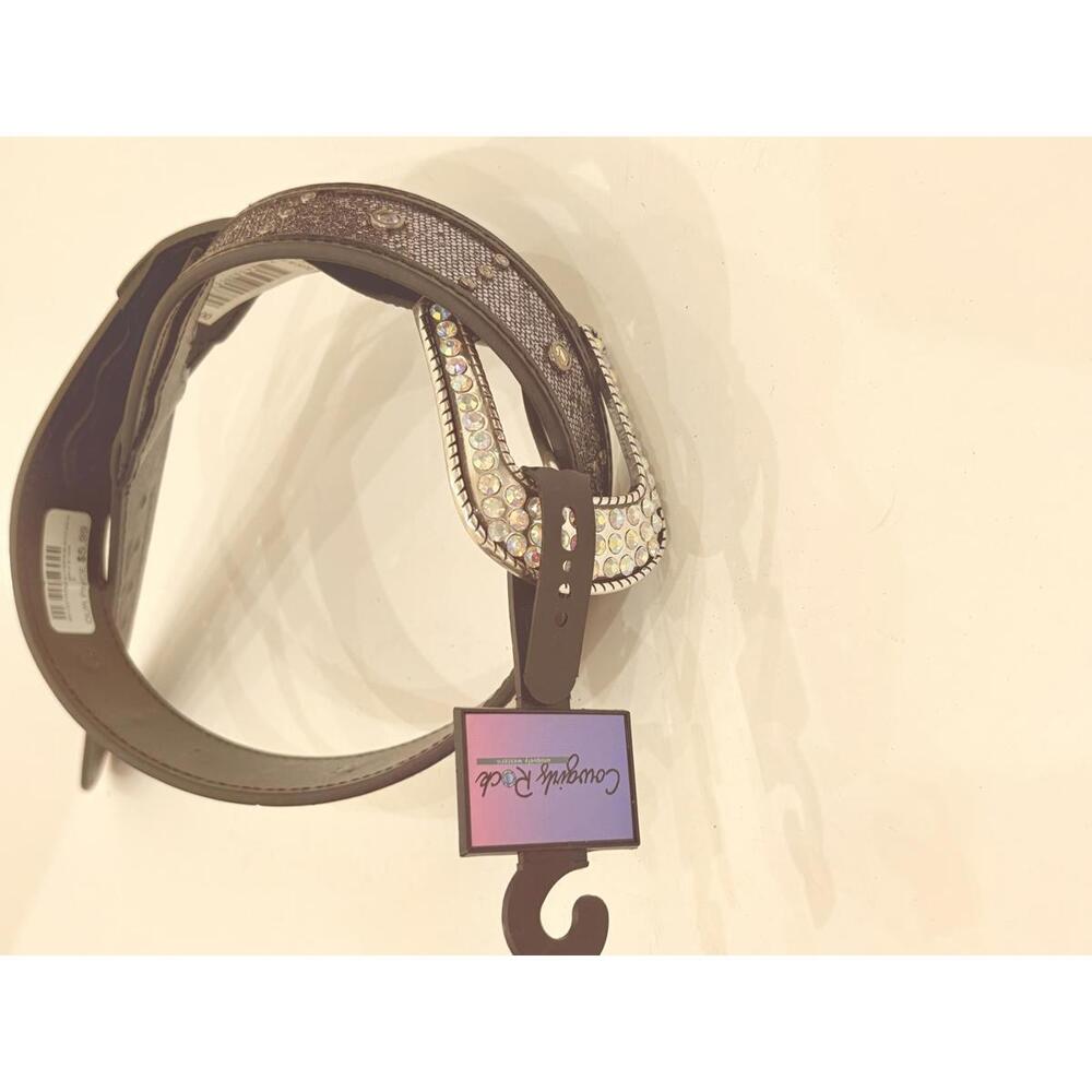 Cowgirl Rock Brown Embellished Belt with Rhinestone Buckle